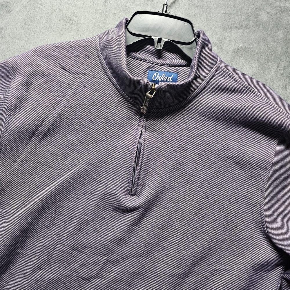 Oxford Mens Quarter Zip Pullover Sweater Purple White Stripe M X2-1074